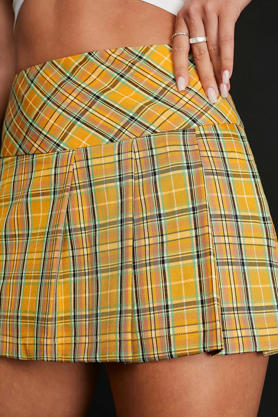 SOLADO Lapel Neck Long Sleeve Top & Check Print Skirt Set 5 SOLADO Lapel Neck Long Sleeve Top & Check Print Skirt Set - Image 5