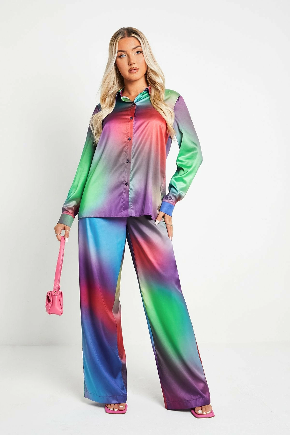 SOLADO Satin Gradient Lapel Neck Long Sleeve Blouse 3 SOLADO Satin Gradient Lapel Neck Long Sleeve Blouse - Image 3