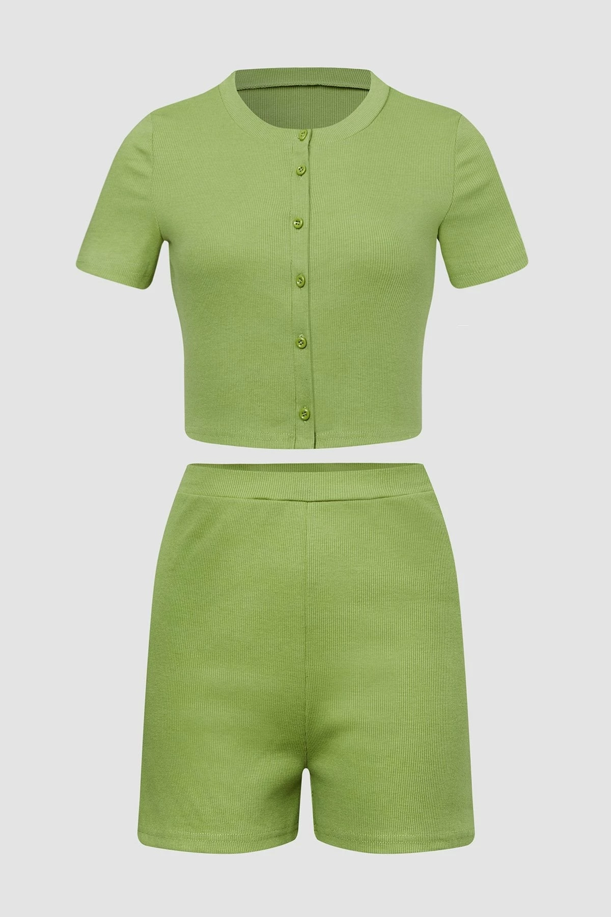 Solado Elastic Waist Button Up Solid Sets 1 Solado Elastic Waist Button Up Solid Sets