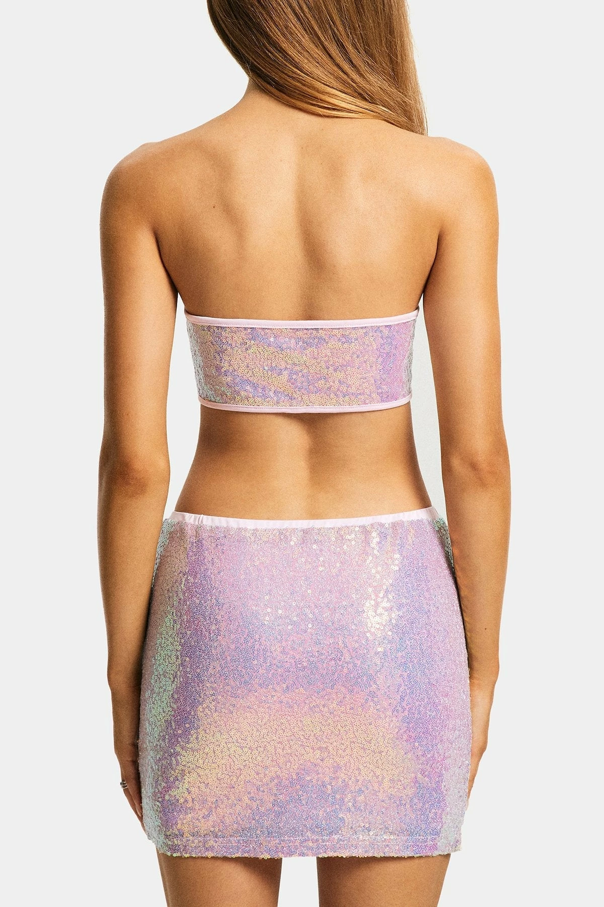 SOLADO Colorblock Trim Tube Corset Top & Sequin Mini Skirt 7 SOLADO Colorblock Trim Tube Corset Top & Sequin Mini Skirt - Image 7