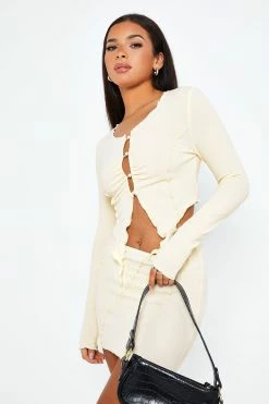 Alternative view of SOLADO Asymmetrical Hem Top & Seam Detail Mini Skirt Set