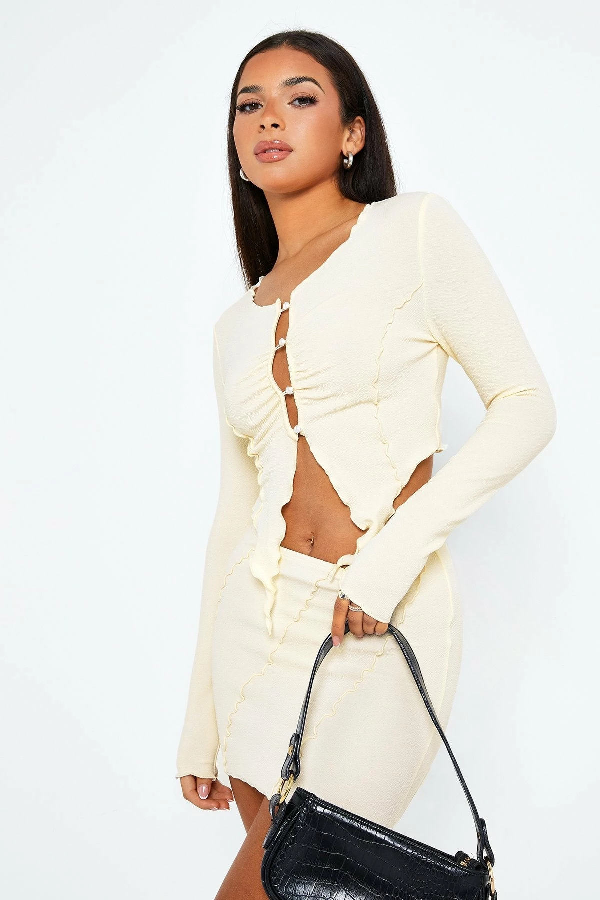 SOLADO Asymmetrical Hem Top & Seam Detail Mini Skirt Set 2 SOLADO Asymmetrical Hem Top & Seam Detail Mini Skirt Set - Image 2