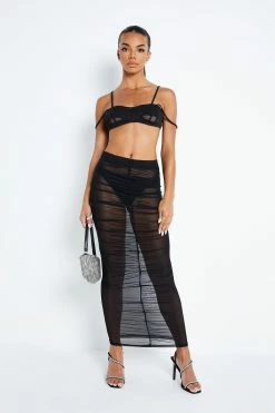 Alternative view of Solado Double Strap Crop Top & Mesh Ruched Maxi Skirt Set Without Panty