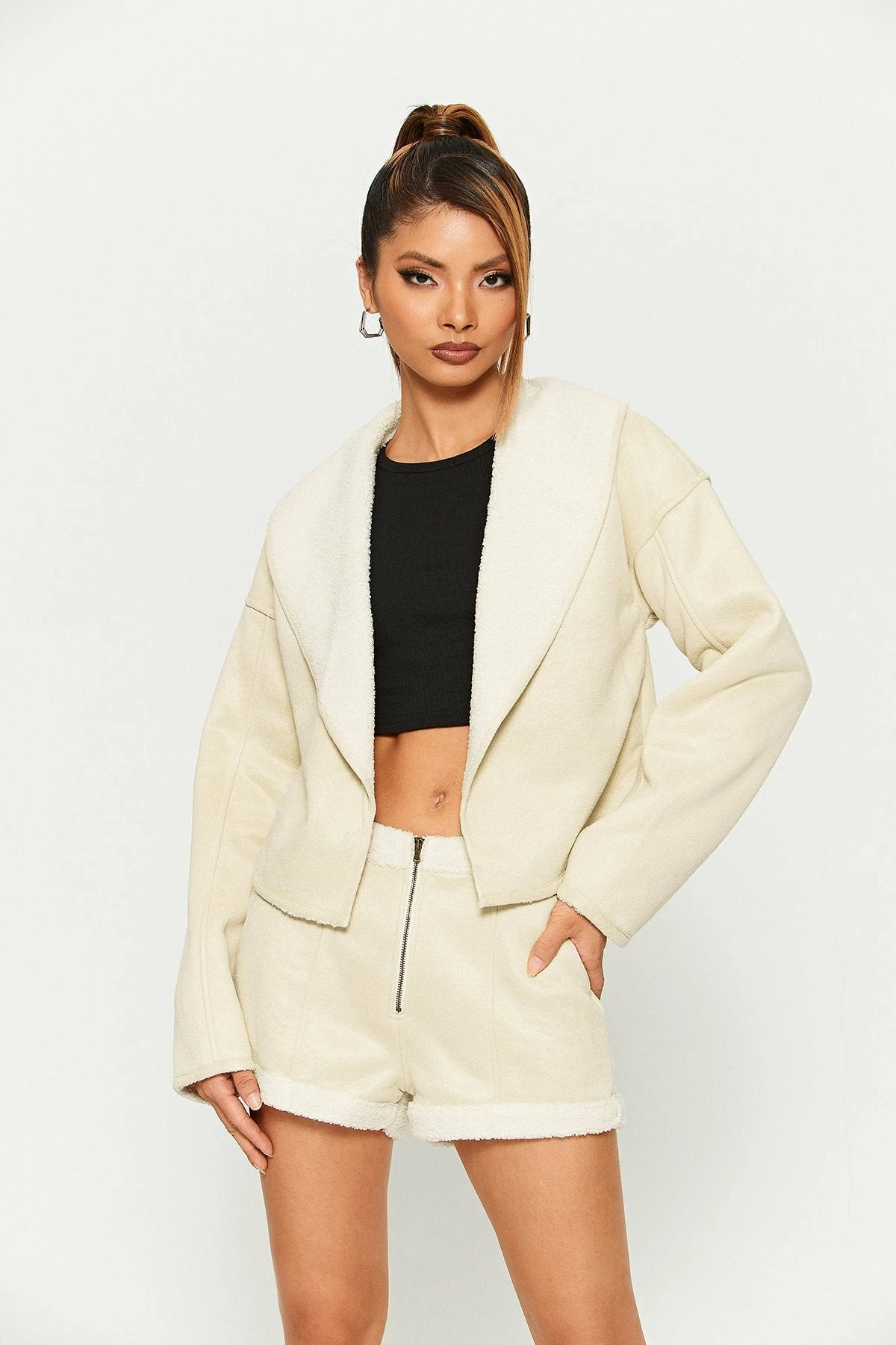 Solado Lapel Neck Fluffy Trim Long Sleeve Coat 1 Solado Lapel Neck Fluffy Trim Long Sleeve Coat