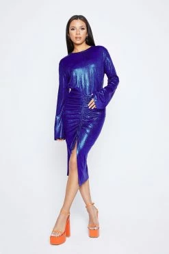 SOLADO Flared Sleeve Sheen Top & Ruched Split Hem Skirt Set -Solado Shop jpeg 71c60f96 0d65 421c 9849 e778d45b0742 1800x1800