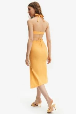 Alternative view of Solado Cross Tie Backless Corset Top & Split Hem Skirt Set