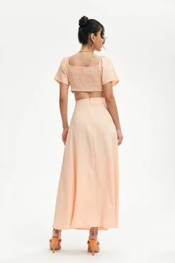 Alternative view of Solado Tie Detail Short Sleeve Crop Top & Split Hem Skirt Set