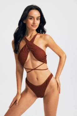 Alternative view of Solado Cross Wrap Tie Back Texture Bikini Swimsuit