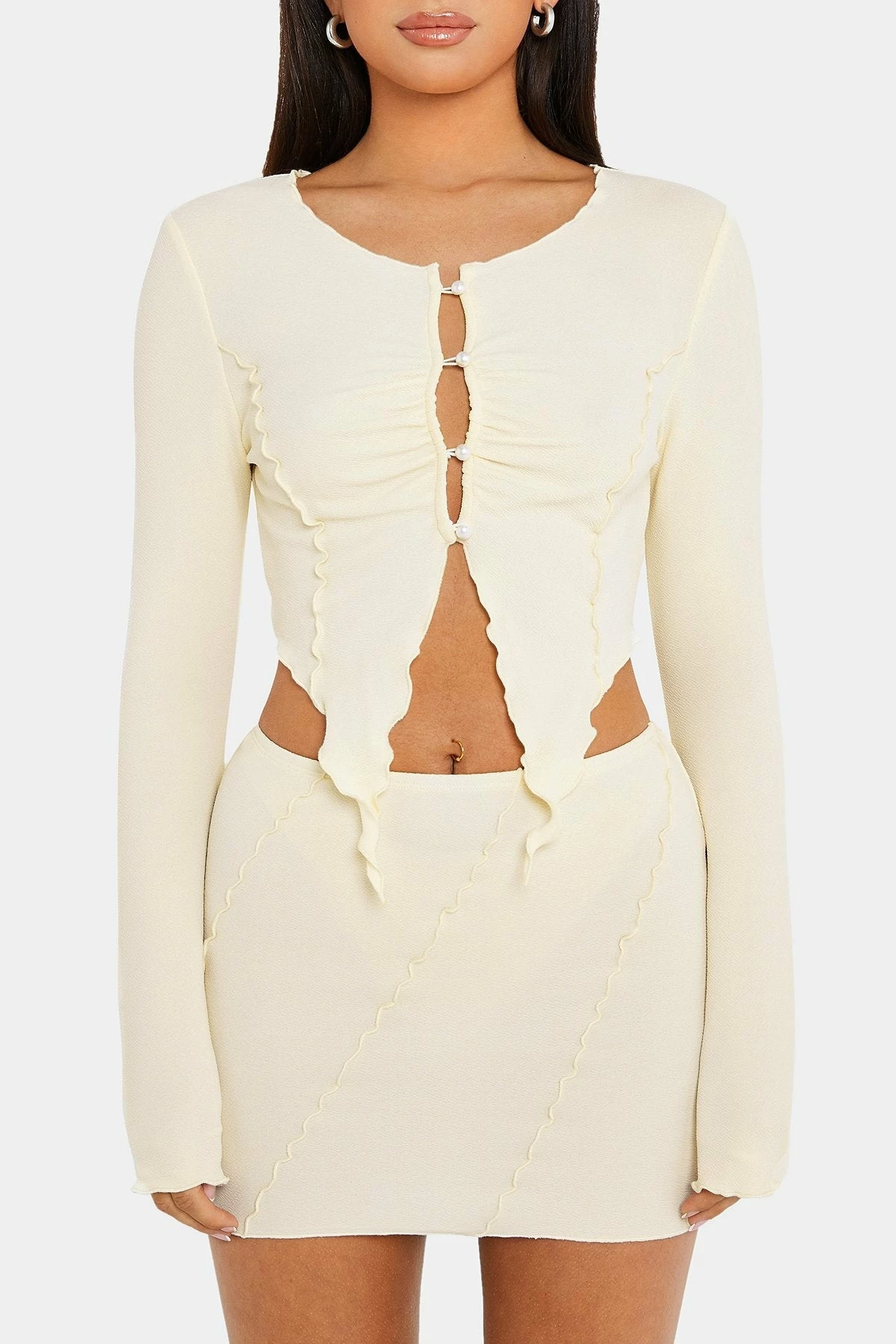 SOLADO Asymmetrical Hem Top & Seam Detail Mini Skirt Set 6 SOLADO Asymmetrical Hem Top & Seam Detail Mini Skirt Set - Image 6