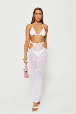 Alternative view of Solado Halter Neck Open Back Top & Cut Out Mesh Pants Set With Panty