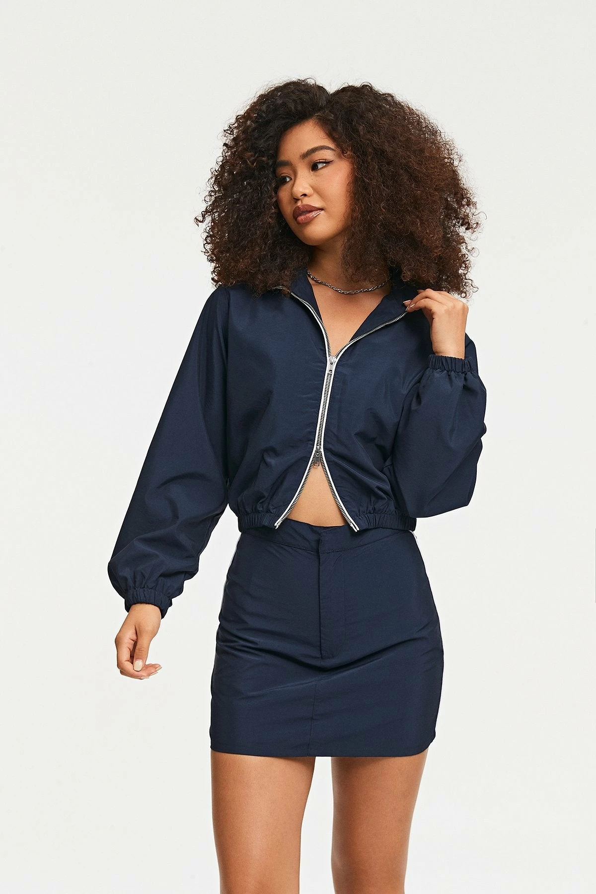 Solado Lapel Neck Zipper Front Cinched Waist Biker Jacket 2 Solado Lapel Neck Zipper Front Cinched Waist Biker Jacket - Image 2