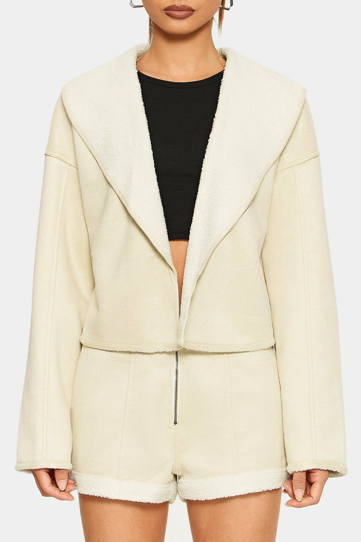 Solado Lapel Neck Fluffy Trim Long Sleeve Coat 6 Solado Lapel Neck Fluffy Trim Long Sleeve Coat - Image 6