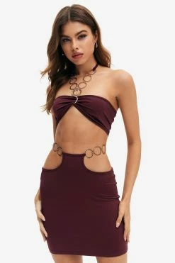 Solado O-ring Halter Neck Crop Top & Cut Out Skirt Set