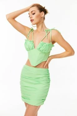 Solado Tie Detail Boning Top & Ruched Skirt Set