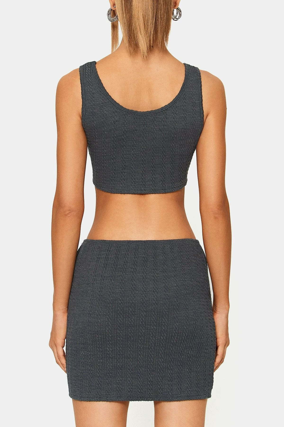 SOLADO Button Decor Sleeveless Tank Top & Textured Skirt Set 7 SOLADO Button Decor Sleeveless Tank Top & Textured Skirt Set - Image 7