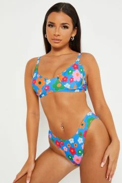Solado U Neck Floral Print Bikini Swimsuit