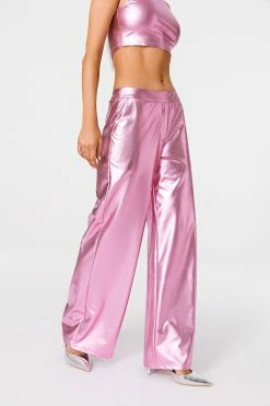 Alternative view of SOLADO Vinyl Low Waist Sheen Wide Leg Pants