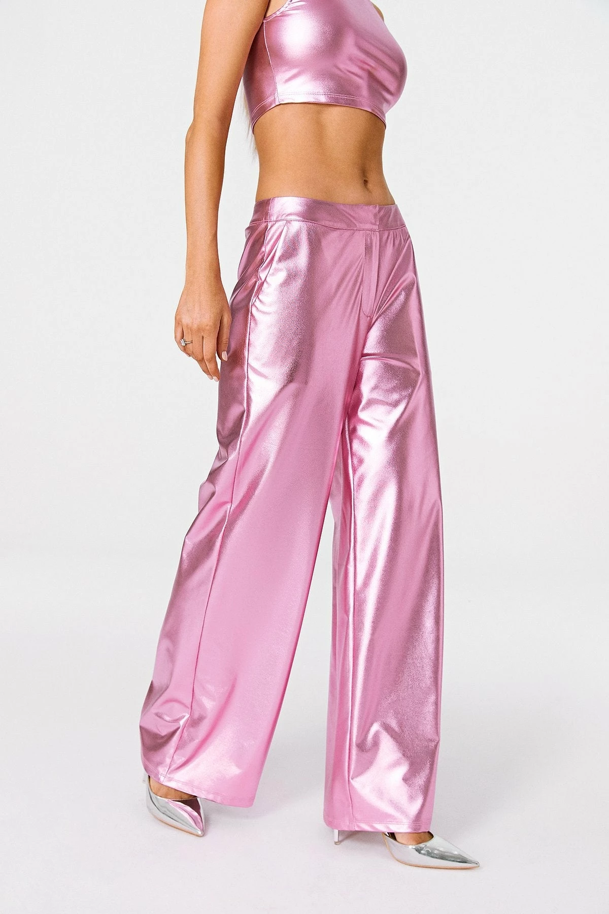 SOLADO Vinyl Low Waist Sheen Wide Leg Pants 2 SOLADO Vinyl Low Waist Sheen Wide Leg Pants - Image 2