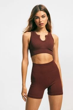 Solado Notched Neck Ribbed Tank Top & From-Fitting Shorts Set