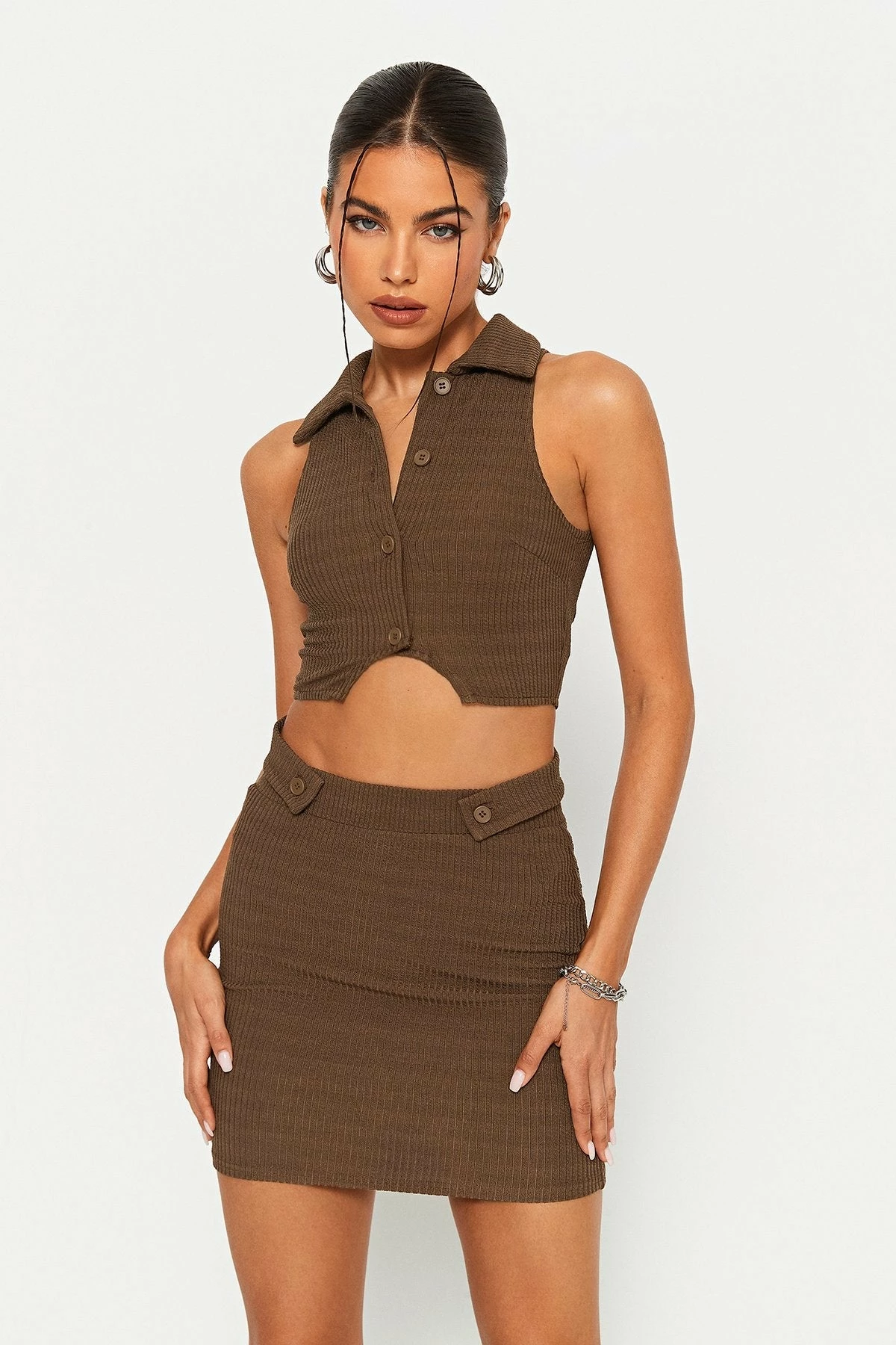 SOLADO Open Back Crop Top & Knitted Mini Skirt Set 1 SOLADO Open Back Crop Top & Knitted Mini Skirt Set