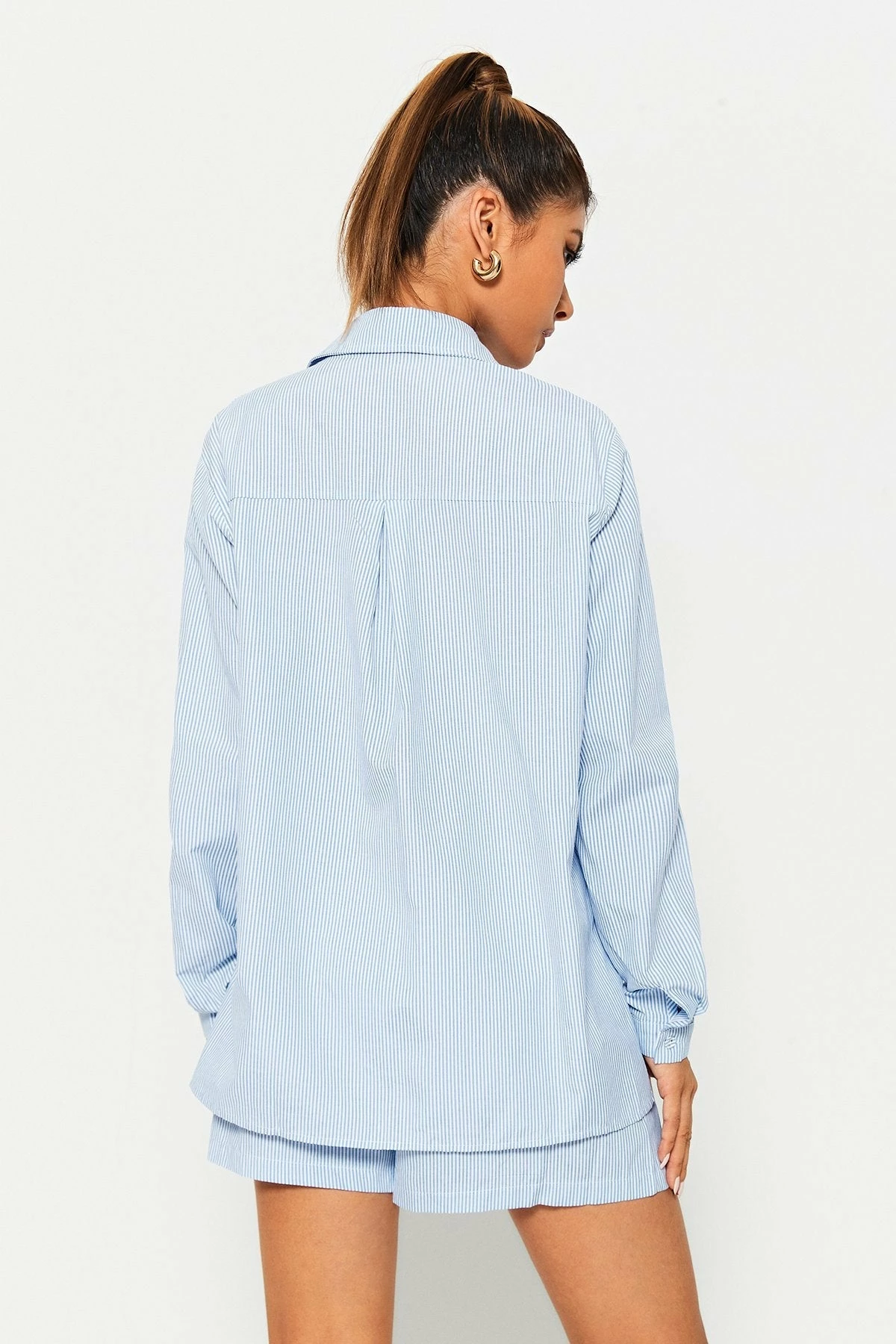 Solado Lapel Neck Long Sleeve Shirt & Stripe Print Shorts Set 5 Solado Lapel Neck Long Sleeve Shirt & Stripe Print Shorts Set - Image 5