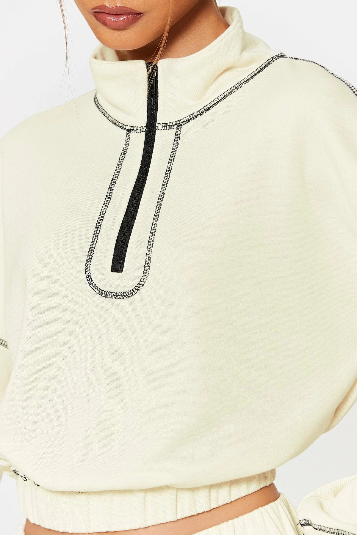 SOLADO Half Zipper Top-stitching Cinched Waist Sweater 5 SOLADO Half Zipper Top-stitching Cinched Waist Sweater - Image 5