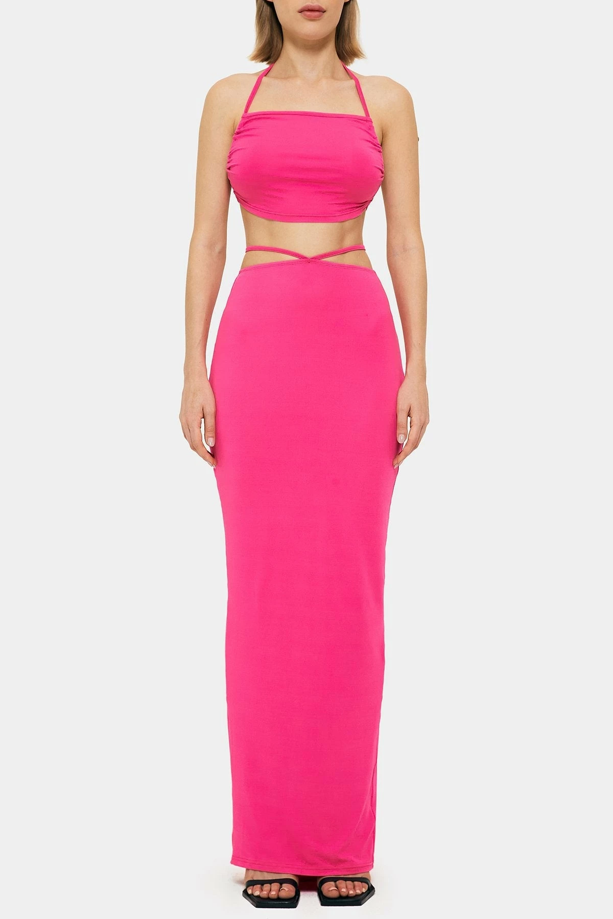 Solado Tie Backless Cami Crop Top & Ruched Cut Out Maxi Skirt Set 6 Solado Tie Backless Cami Crop Top & Ruched Cut Out Maxi Skirt Set - Image 6