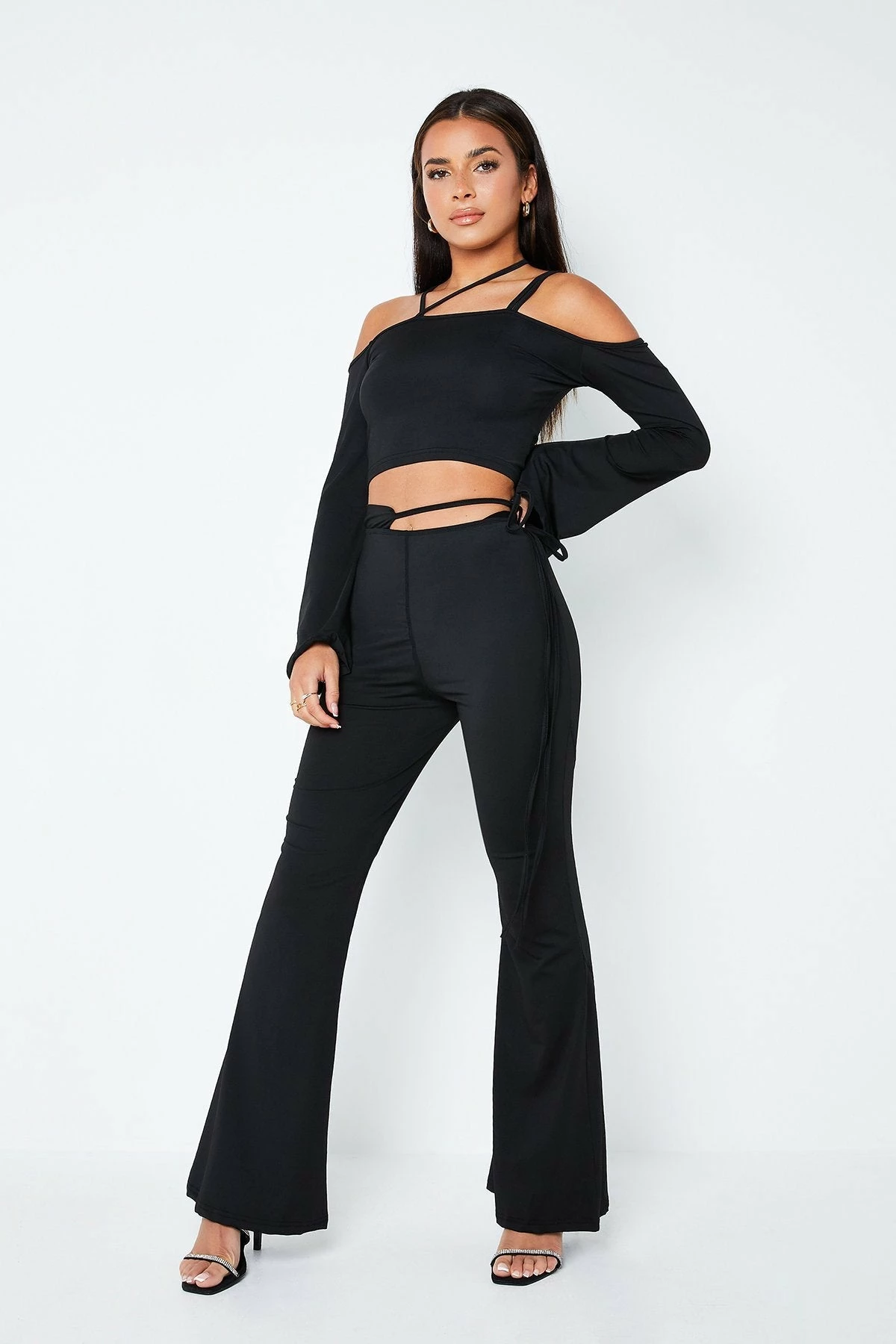 Solado Asymmetrical Neck Crop Top & Tie Detail Pants Set 4 Solado Asymmetrical Neck Crop Top & Tie Detail Pants Set - Image 4