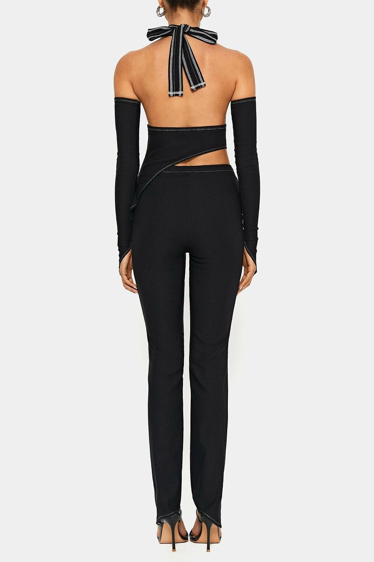 SOLADO Top-stitching Asymmetrical Hem Top & Pin Decor Pants Set With Oversleeve 7 SOLADO Top-stitching Asymmetrical Hem Top & Pin Decor Pants Set With Oversleeve - Image 7