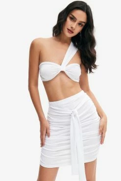 Solado One Shoulder Backless Crop Top & Ruched Tie Detail Skirt Set