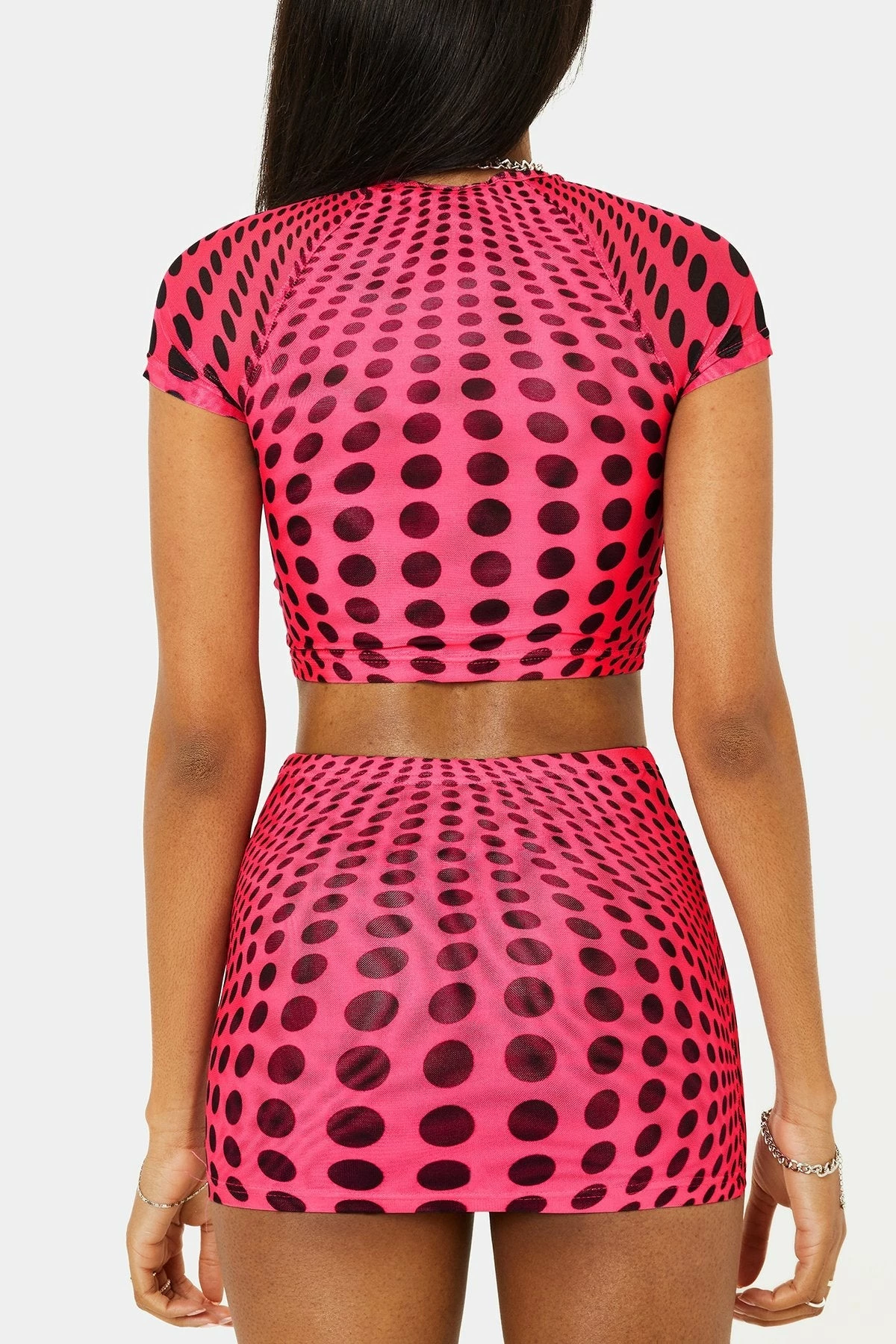 SOLADO Polka Dot Short Sleeve Top & Two Tone Mini Skirt Set 6 SOLADO Polka Dot Short Sleeve Top & Two Tone Mini Skirt Set - Image 6