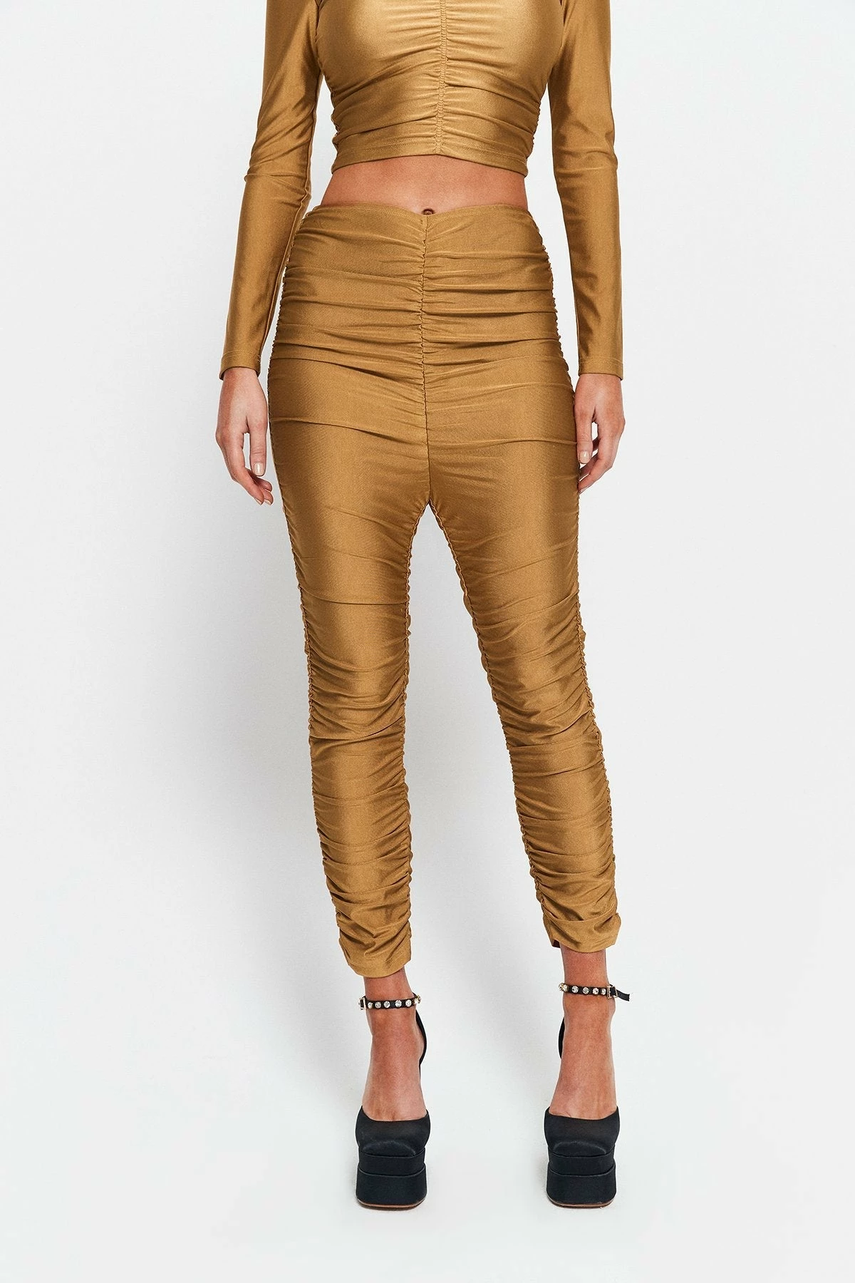 SOLADO High Waist Ruched Solid Skinny Pants 1 SOLADO High Waist Ruched Solid Skinny Pants