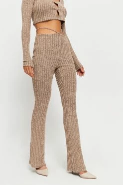 Alternative view of SOLADO Stripe Knitted Tie Detail Draped Straight Pants
