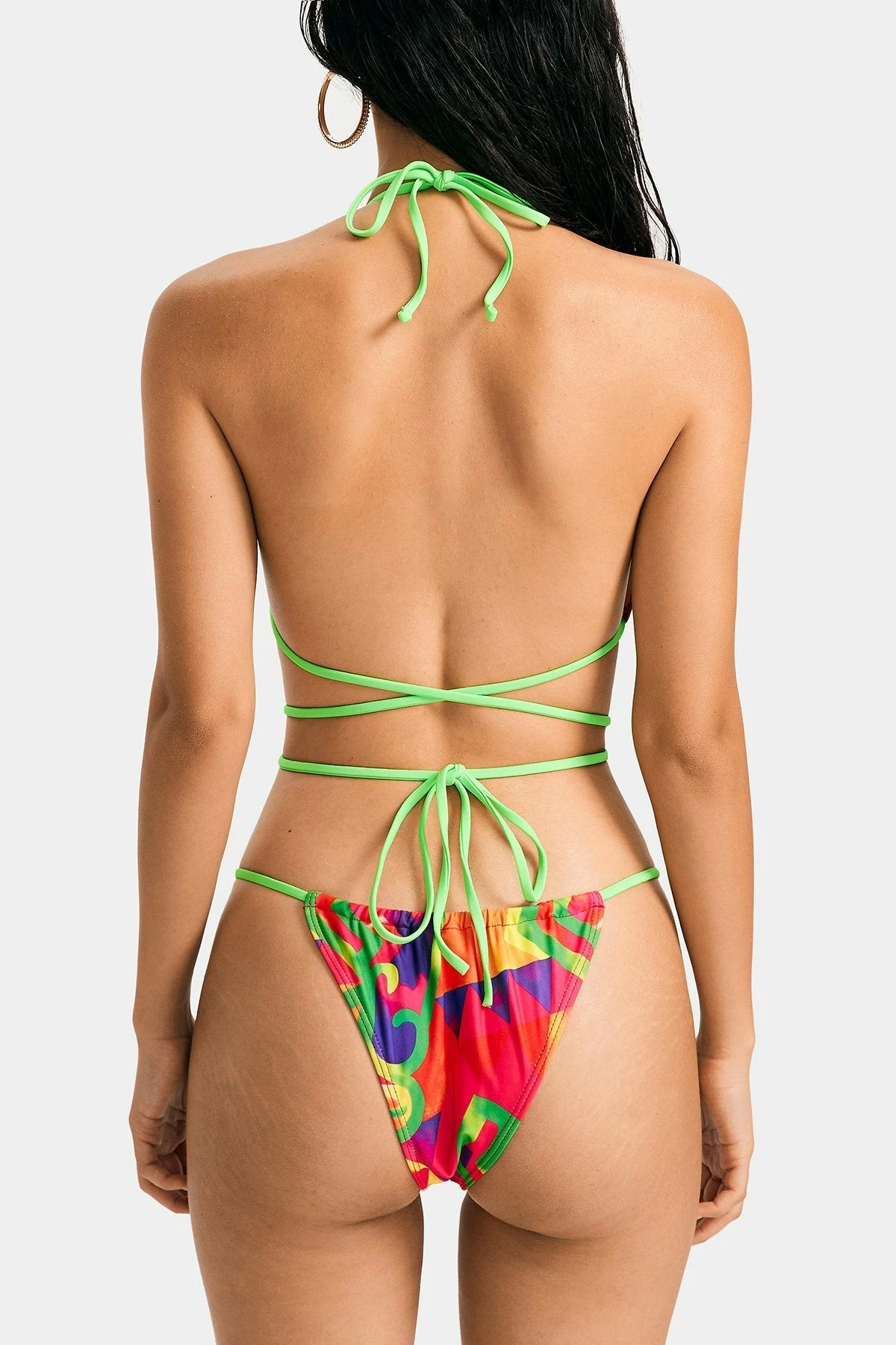 Solado Abstract Print Cross Tie Bikini Swimsuit With Headscarf 7 Solado Abstract Print Cross Tie Bikini Swimsuit With Headscarf - Image 7