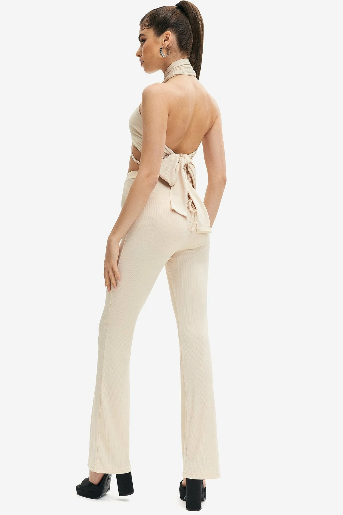 Solado Cross Wrap Backless Crop Top & Wide Leg Pants Set 2 Solado Cross Wrap Backless Crop Top & Wide Leg Pants Set - Image 2
