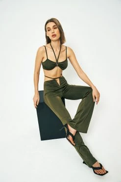 Alternative view of Solado Halter Neck Backless Crop Top & Cross Tie Flared Pants Set