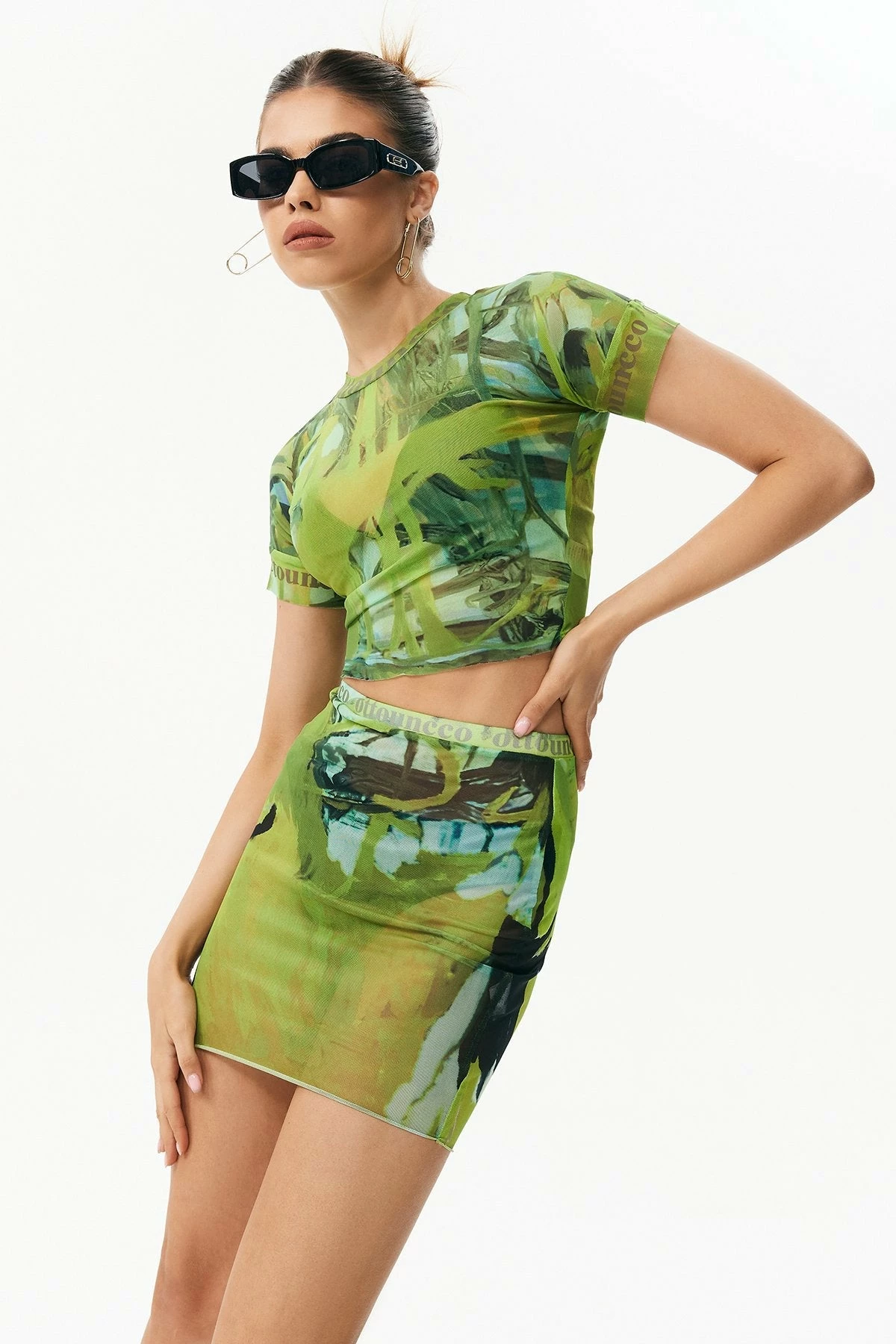 Solado Abstract Print Crop Top & Mesh Skirt Set 3 Solado Abstract Print Crop Top & Mesh Skirt Set - Image 3