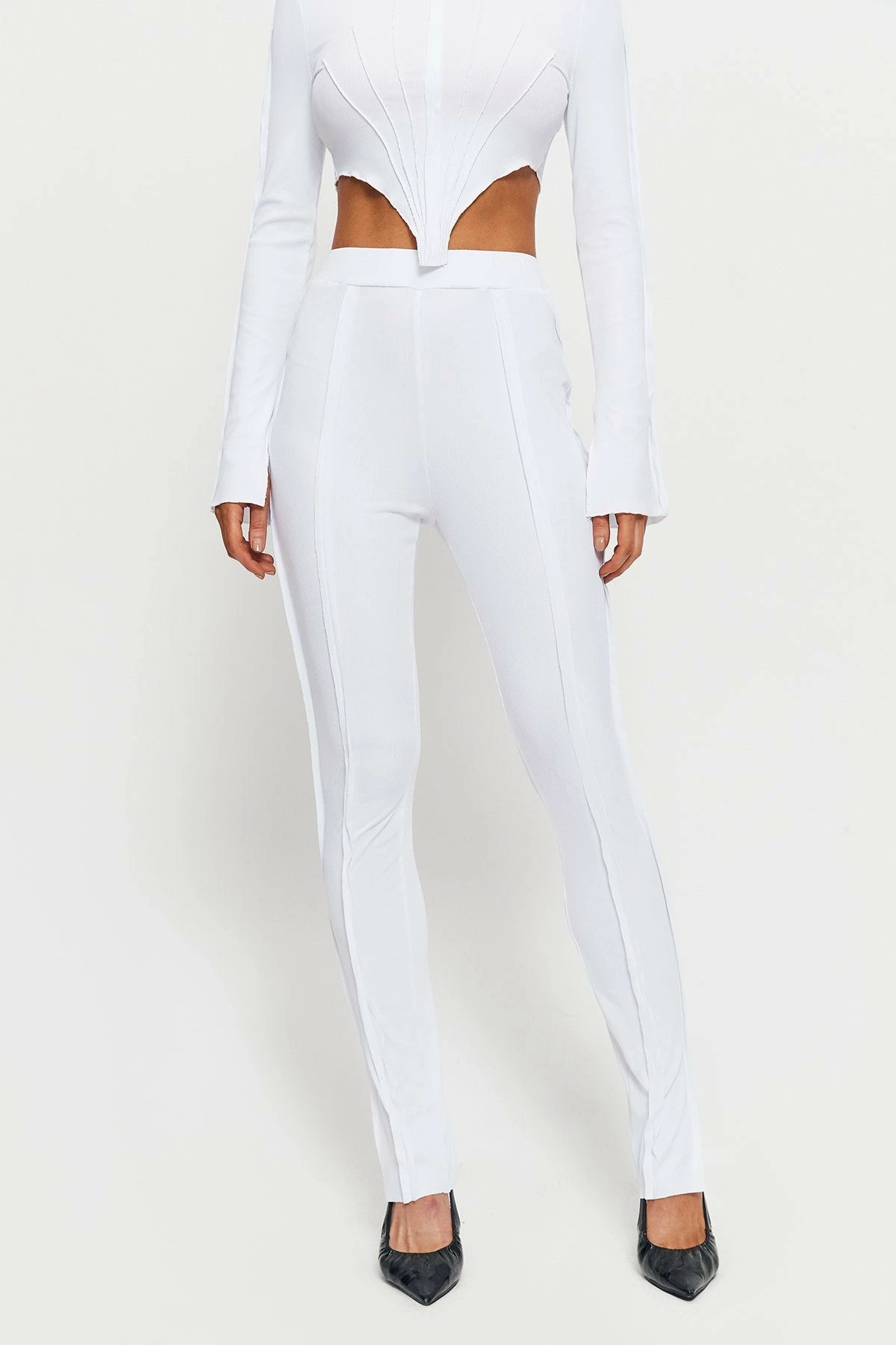 SOLADO High Waist Seam Detail Split Hem Skinny Pants 1 SOLADO High Waist Seam Detail Split Hem Skinny Pants