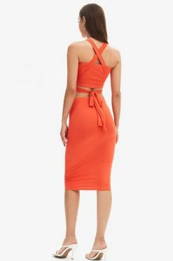 Alternative view of Solado Cross Tie Back Crop Top & Solid Midi Skirt Set
