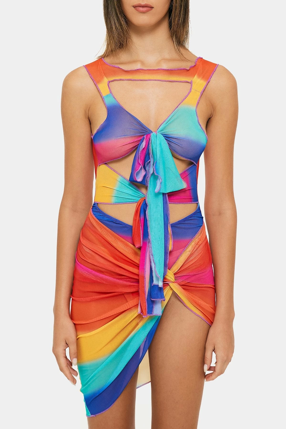 Solado Abstract Print Cut Out Crop Top & Twist Front Skirt Set 6 Solado Abstract Print Cut Out Crop Top & Twist Front Skirt Set - Image 6