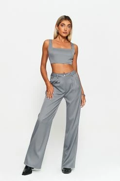 SOLADO Basic Square Neck Tank Top & Draped Pants Set