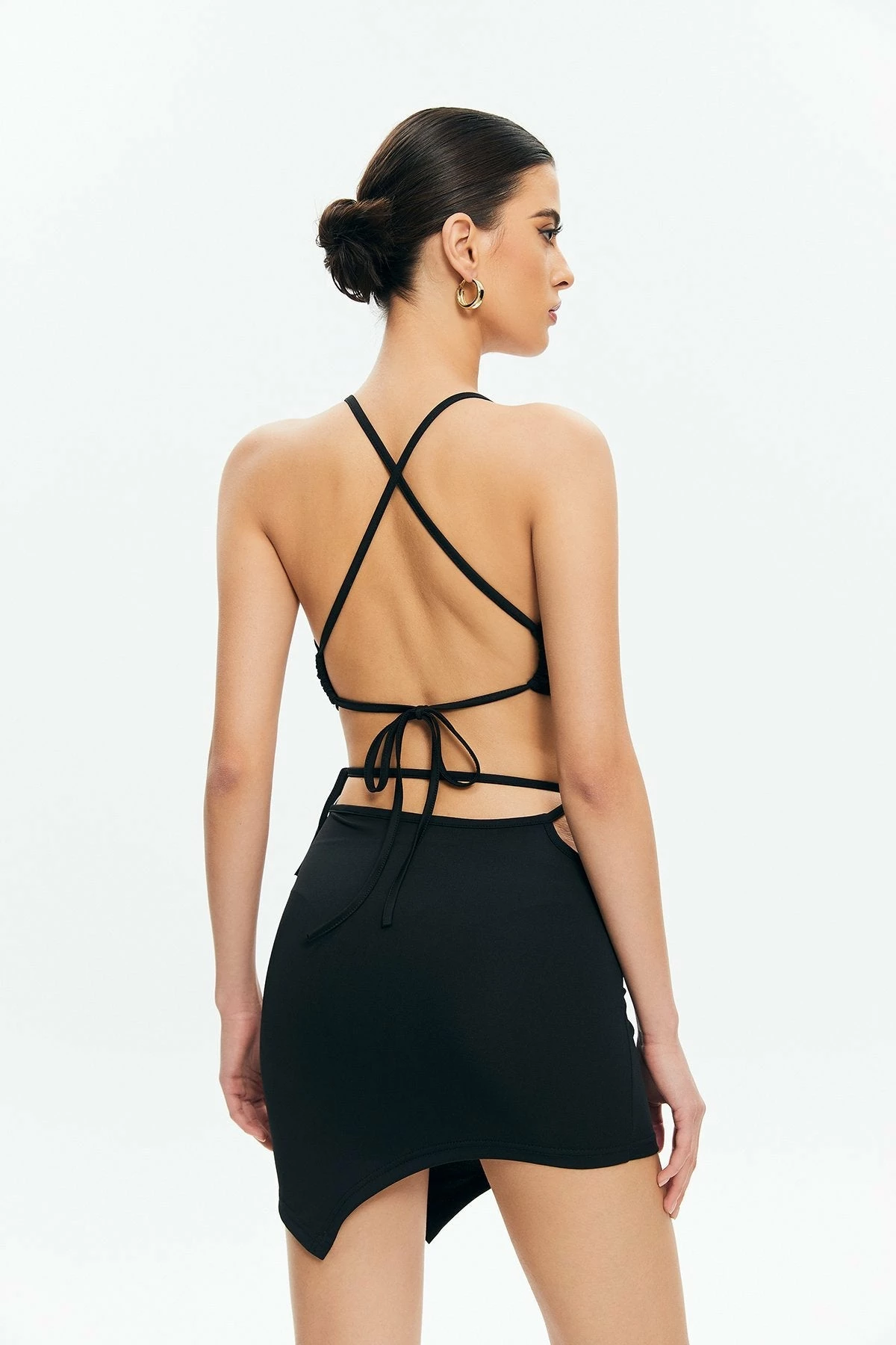 Solado Hanky Hem Backless Crop Top & Asymmetric Hem Solid Skirt Set 2 Solado Hanky Hem Backless Crop Top & Asymmetric Hem Solid Skirt Set - Image 2
