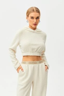 Alternative view of SOLADO Fluffy Cinched Waist Long Sleeve Crop Hoodie