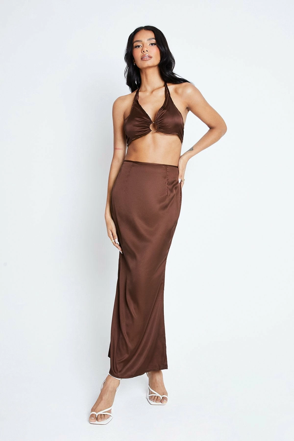 Solado Halter Neck Tie Back Crop Top & Mermaid Skirt Set 1 Solado Halter Neck Tie Back Crop Top & Mermaid Skirt Set