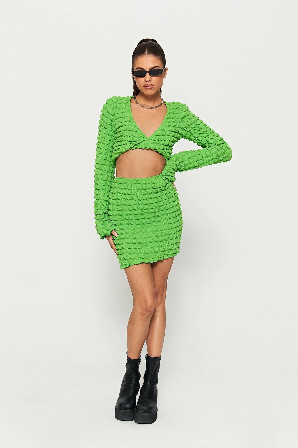 Solado Twist Front Long Sleeve Top & Bubble Textured Skirt Set 5 Solado Twist Front Long Sleeve Top & Bubble Textured Skirt Set - Image 5