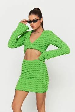 Alternative view of Solado Twist Front Long Sleeve Top & Bubble Textured Skirt Set