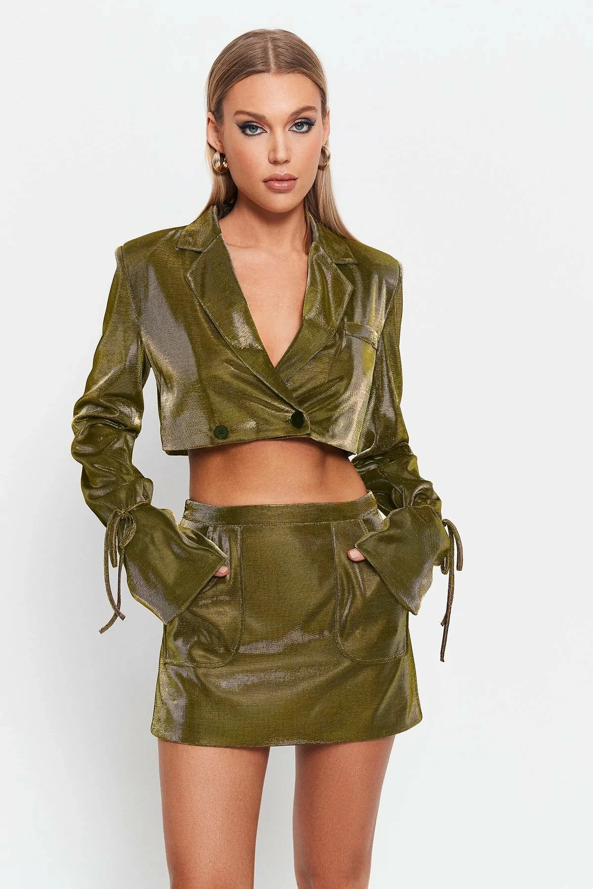 SOLADO High Waist Dual Pocket Sheen Mini Skirt 3 SOLADO High Waist Dual Pocket Sheen Mini Skirt - Image 3