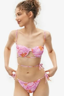 Solado Floral Print Tie Detail Backless Bikini Swimsuit