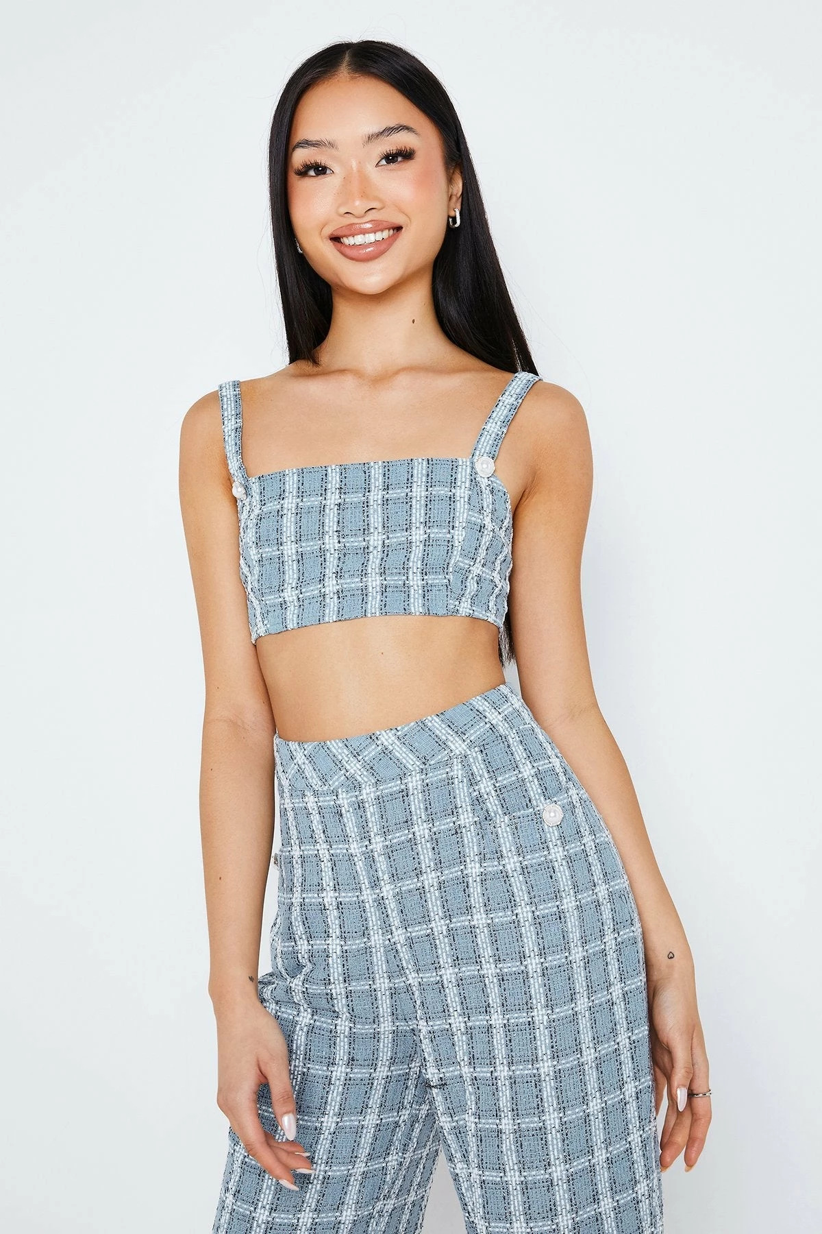 SOLADO Square Neck Tank Top & Check Textured Pants Set 4 SOLADO Square Neck Tank Top & Check Textured Pants Set - Image 4
