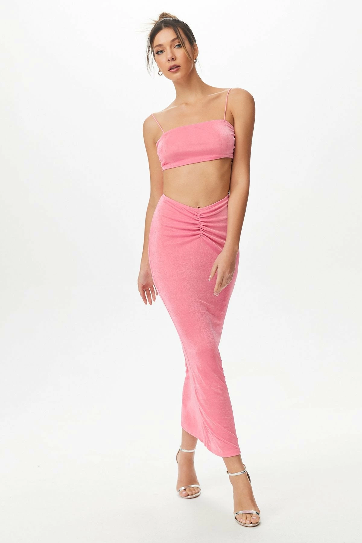 Solado Solid Cami Crop Top & Ruched Skirt Set 3 Solado Solid Cami Crop Top & Ruched Skirt Set - Image 3